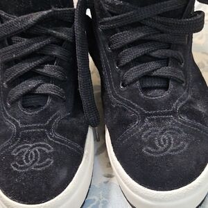 Chanel Black Suede Sneakers